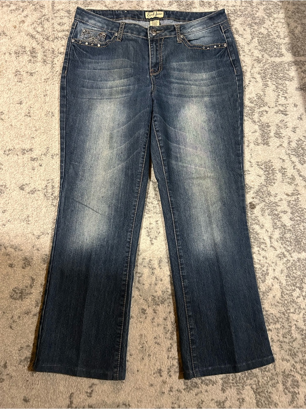 Earl Jeans Medium Blue Bootcut Jeans with Studded Pockets